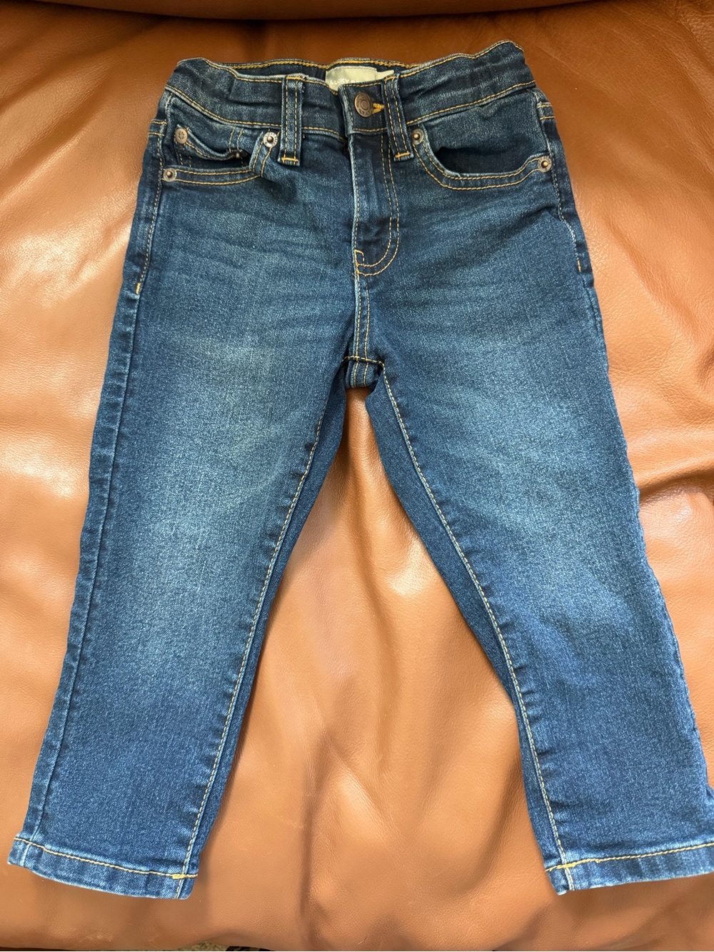 Lucky Brand Girls Dark Blue Denim Jeans Classic Straight Stretch 3T Adjustable